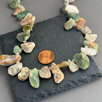 Raw Ocean Jasper and Green Amethyst Necklace in Sterling Silver