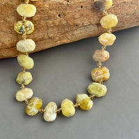 Yellow Opal Nugget and Citrine Necklace in Sterling Silver