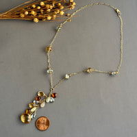 Large Citrine Teardrop Long Dangle Necklace in 14K Gold Fill