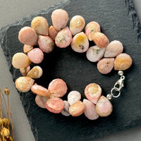 Pink Opal Teardrop Bracelet in Sterling Silver
