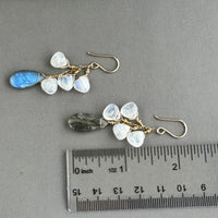 Large Labradorite and White Moonstone Earrings in 14K Gold Fill