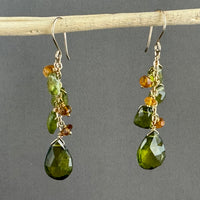 Green Apatite and Citrine Drop Earrings in 14K Gold Fill