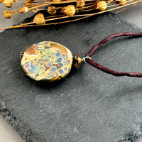 Vintage Brown Lamp Work Pendant on Hand Dyed Silk in Sterling Silver