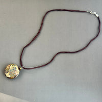 Vintage Brown Lamp Work Pendant on Hand Dyed Silk in Sterling Silver