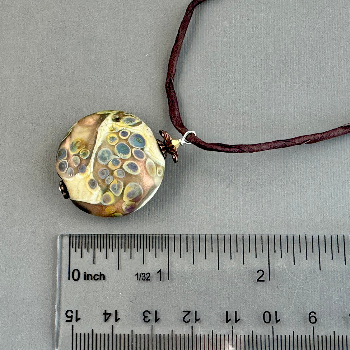 Vintage Brown Lamp Work Pendant on Hand Dyed Silk in Sterling Silver
