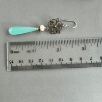 Long Sea Foam Green Drop Earrings in Sterling Silver