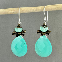 Large Sea Foam Green Teardrop Earrings in Sterling Silver