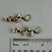 Czech Glass Mauve Bell Flower Dangle Earrings in Antique Brass