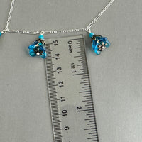 Caribbean Blue Czech Glass Bell Flower Necklace on Sterling Silver