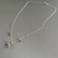 Light Mauve Czech Glass Bell Flower Necklace on Sterling Silver