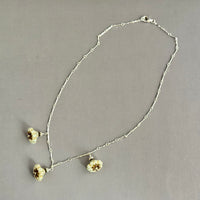 Ivory Czech Glass Bell Flower Necklace on Sterling Silver