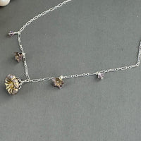 Light Mauve Czech Glass Bell Flower Necklace on Sterling Silver
