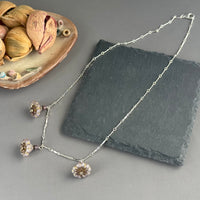 Light Mauve Czech Glass Bell Flower Necklace on Sterling Silver