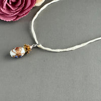Vintage White Oval Italian Wedding Cake Pendant in Sterling Silver