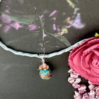 Vintage Blue Round Italian Wedding Cake Pendant in Sterling Silver