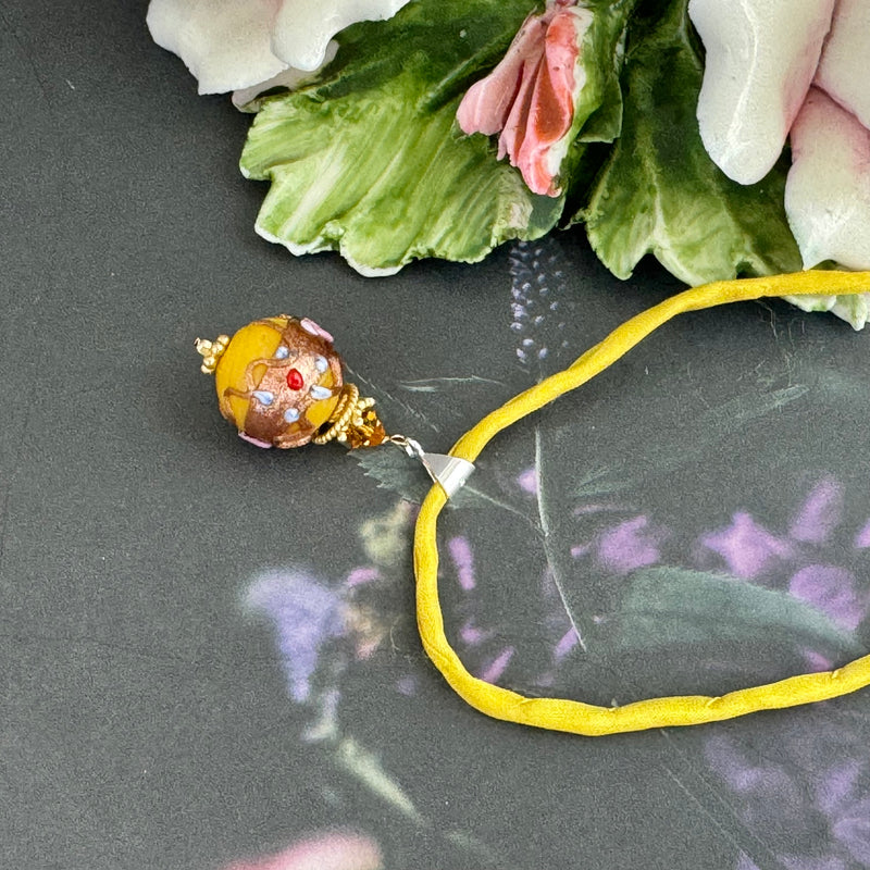 Vintage Gold Round Italian Wedding Cake Pendant in Sterling Silver and 14K Gold Fill