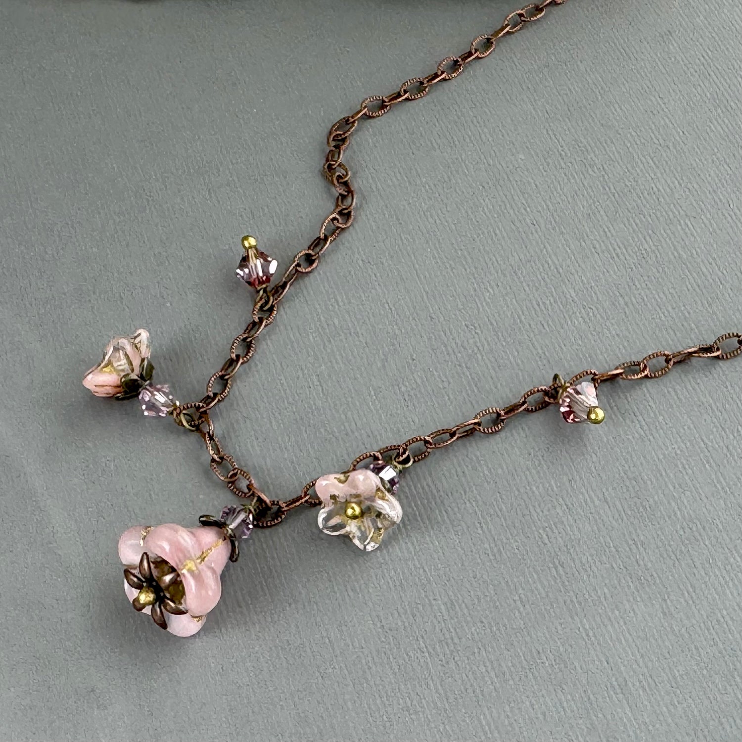 Antique Brass / Antique Copper Czech Glass Necklaces