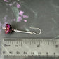 Czech Glass Dark Pink Flat Flower Drop Earrings on Sterling Silver Bar