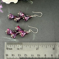 Czech Glass Purple and Pink Trumpet Dangle Earrings in Sterling Silver