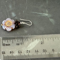 Wild Rose Czech Glass Flower Earrings in Sterling Silver