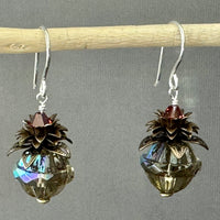 Gray AB Czech Glass Turbine Earrings in Sterling Silver