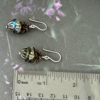 Gray AB Czech Glass Turbine Earrings in Sterling Silver