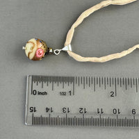 Vintage Italian Round Cream Wedding Cake Pendant on Hand Dyed Silk in Sterling Silver