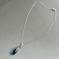 Huge Iolite Long Drop Pendant Necklace in Sterling Silver