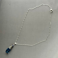Huge Iolite Long Drop Pendant Necklace in Sterling Silver