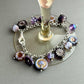 Purple Czech Glass Dangle Bracelet in Metal Alloy