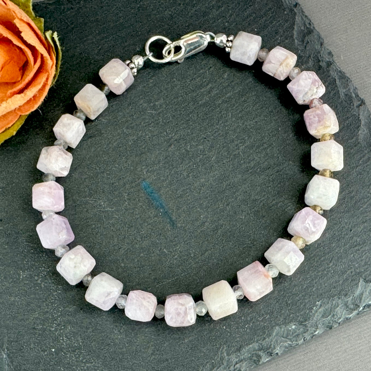 Kunzite and Auralite Bracelet in Sterling Silver