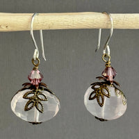 Vintage Rose Quartz Nugget Earrings in Sterling Silver