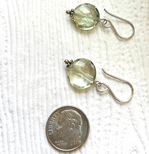 Light Green Amethyst Earrings in Sterling Silver