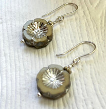 Load image into Gallery viewer, Czech Glass Silver Flower Earrings in Sterling Silver
