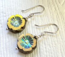 Load image into Gallery viewer, Czech Glass Silver Flower Earrings in Sterling Silver
