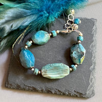 Blue Agate and Blue Apatite Bracelet in Sterling Silver