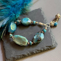 Blue Agate and Blue Apatite Bracelet in Sterling Silver