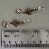 Vintage Ametrine and Antique Brass Filigree Earrings in Sterling Silver