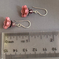 Czech Glass Pink Bell Flower Earrings in Sterling Silver