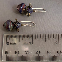 Purple Czech Glass Saturn Beads with Swarovski Crystals in Sterling Silver