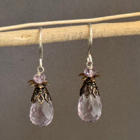 Pink Amethyst Briollet Earrings in Sterling Silver