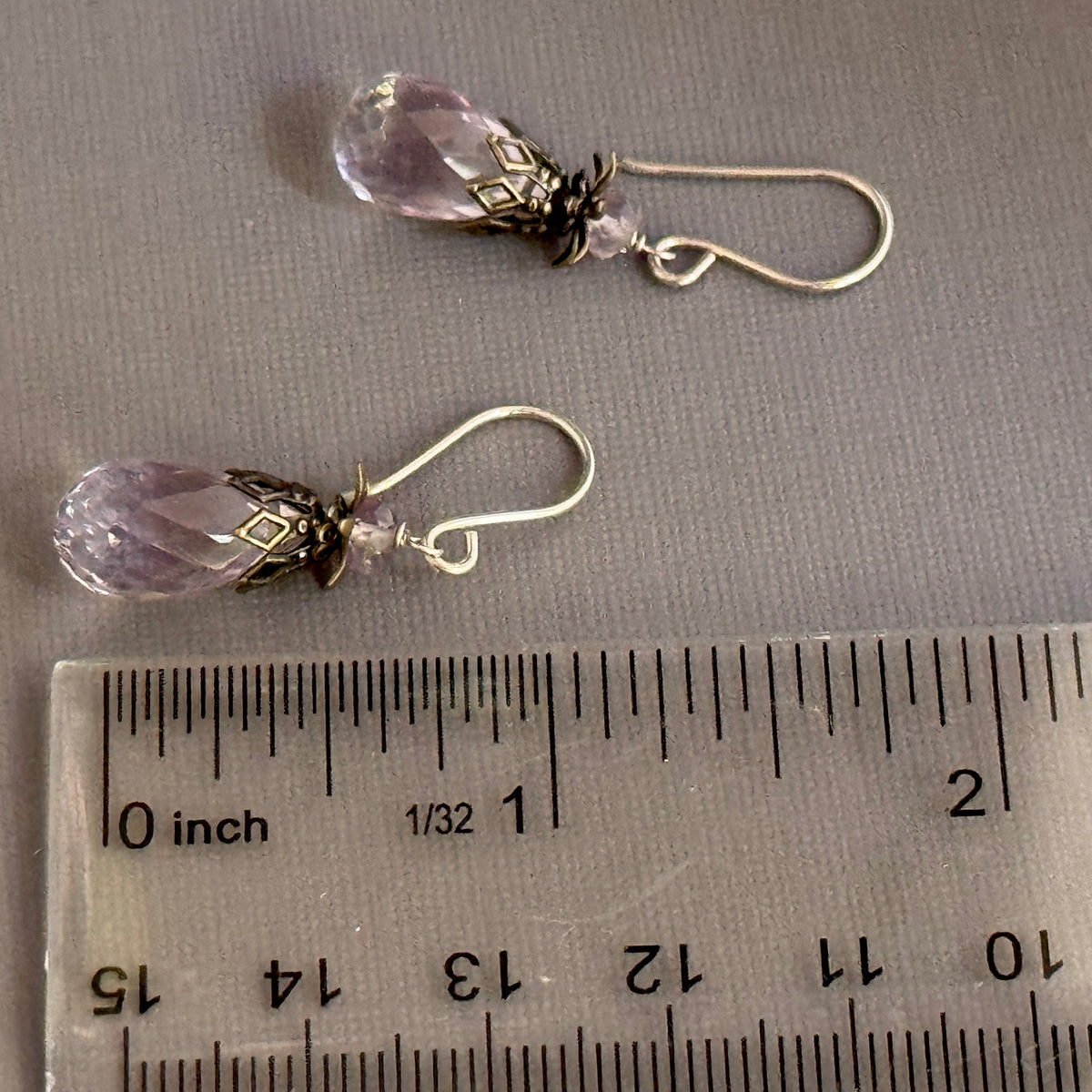 Pink Amethyst Briollet Earrings in Sterling Silver