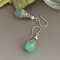 Sea Foam Green Chalcedony and Sterling Silver Earrings