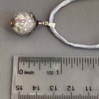 Vintage Italian Round Lilac and Silver Pendant on Hand Dyed Silk in Sterling Silver