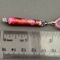Luxury Handmade Pink Foil Czech Glass Necklace on Silk Cord