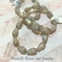 Czech Pale Gray Melon Drop Beads, 8 X 15MM