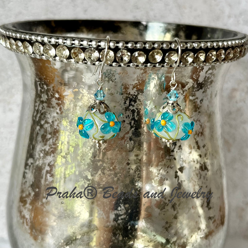 Grace Ma Lampwork Glass Bead Earrings in Sterling Silver