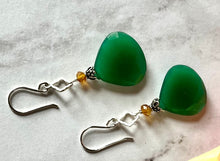 Load image into Gallery viewer, Huge Green Onyx and Citrine Earrings in Sterling Silver
