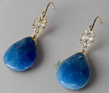 Load image into Gallery viewer, Huge Denim Blue Quartz Earrings in Sterling Silver
