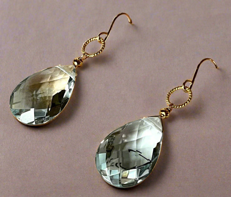 Huge Pale Blue Topaz Earrings in 14K Gold Fill